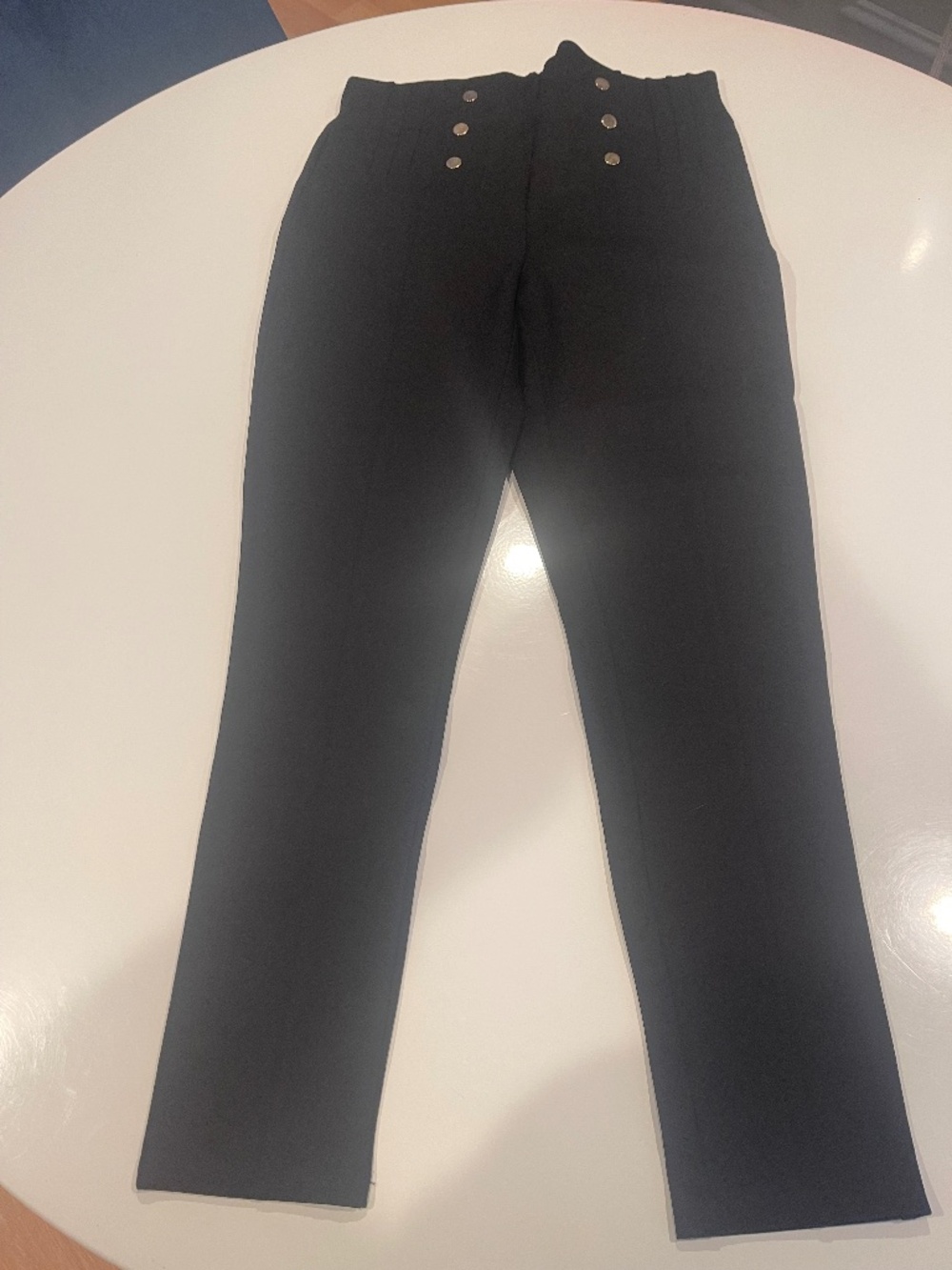 Zara, black legging style pant with 6 metallic front design, brand new,.